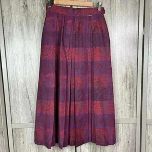 Vintage Geiger Skirt Sz 38 Midi Pleated Pockets Lined Cotton Wool Purple Pink
